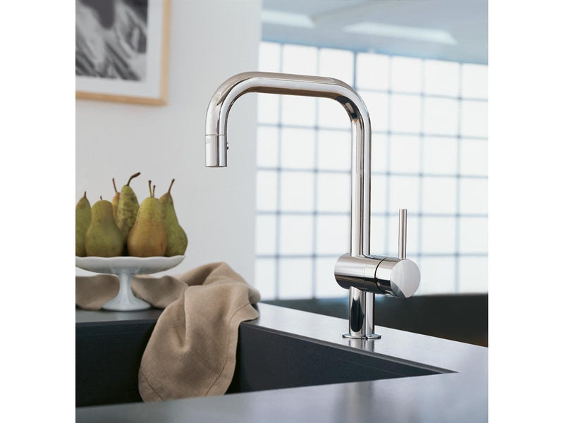 Grohe Minta Kitchen faucet with pull-out C-spout Supersteel