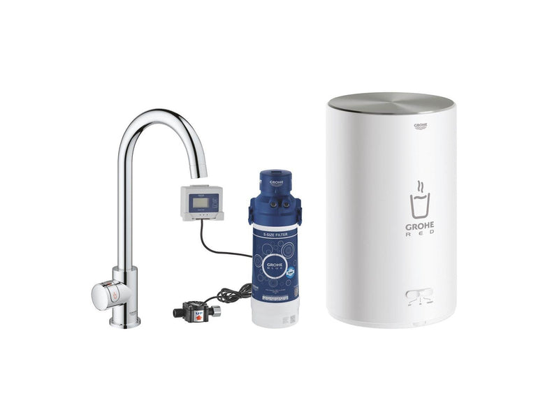Grohe Red Mono Kitchen faucet and kettle in size M Supersteel