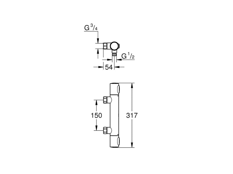 Grohe Precision Flow Thermostatic mixer for shower Chrome