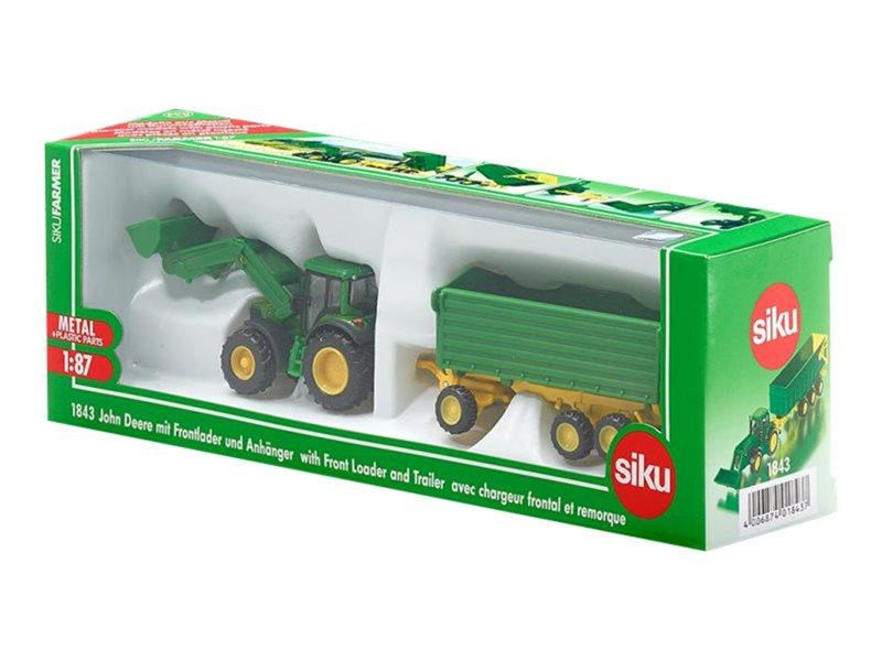 SIKU 1:87 John Deere With Front Loader And Trailer