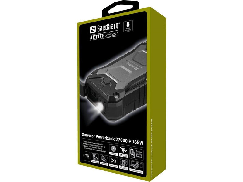 Sandberg Survivor Powerbank 27000 PD65W Powerbank (Akku) - schwarz - 27000 mAh