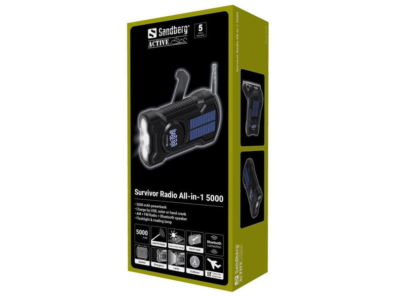 Sandberg Survivor Radio All-in-1 5000 Powerbank (Akku) - schwarz - 5000 mAh