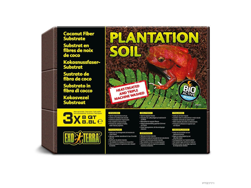 EXO TERRA Plantation Soil Brick 8.8L 8QT (3-Pack 26.4L)
