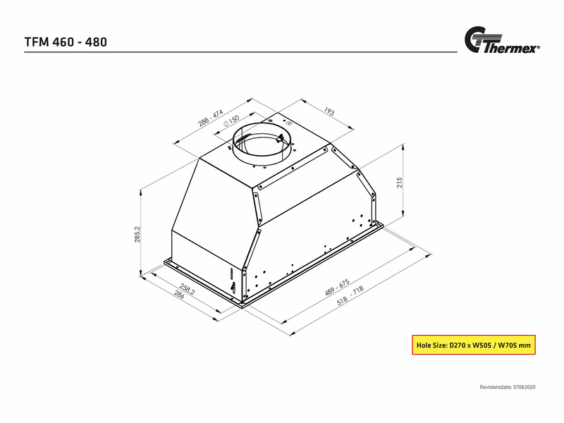THERMEX TFM 460, 520 mm, With motor, Stainless