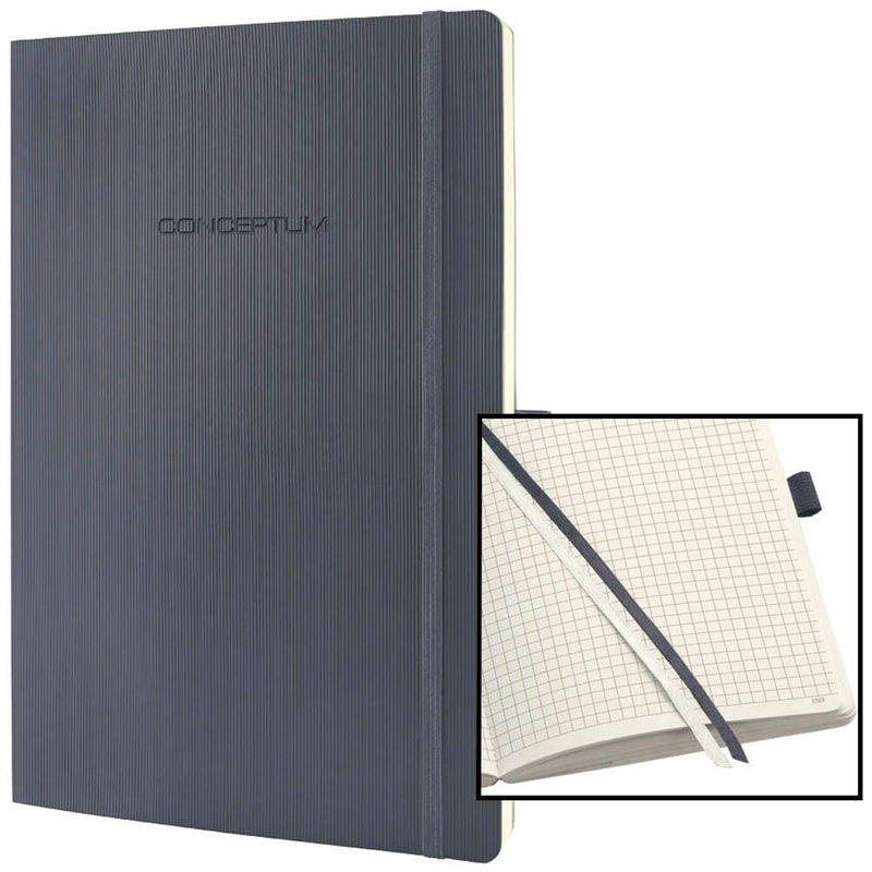 SIGEL Notizbuch CONCEPTUM® ca. DIN A4 kariert Softcover 194 Seiten - dunkelgrau