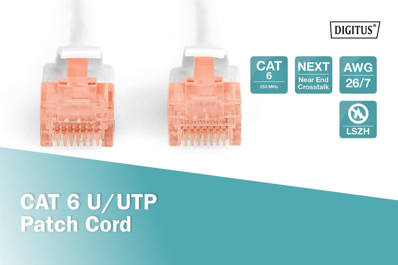 DIGITUS Patch-Kabel RJ-45 (M) zu RJ-45 (M) 2m Kupfer U/UTP Cat 6 weiß (DK-1617-020/WH)