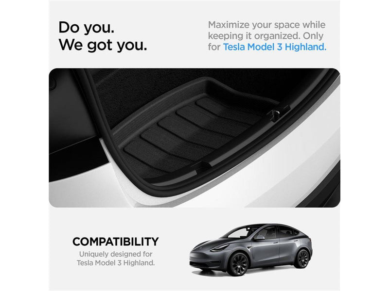 Spigen Tesla Car Mat Rear Trunk Storage for Tesla Model 3 - Black