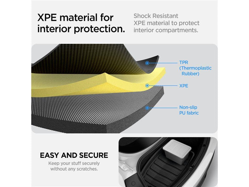 Spigen Tesla Car Mat Rear Trunk Storage for Tesla Model 3 - Black