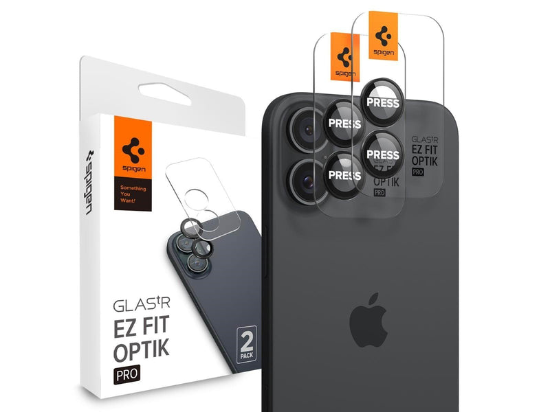 Spigen Glass tR EZ Fit Optik Pro 2 Pack - Black - iPhone 16/16 Plus