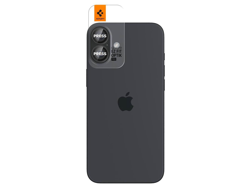 Spigen Glass tR EZ Fit Optik Pro 2 Pack - Black - iPhone 16/16 Plus
