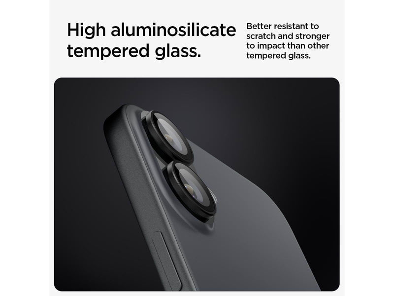 Spigen Glass tR EZ Fit Optik Pro 2 Pack - Black - iPhone 16/16 Plus