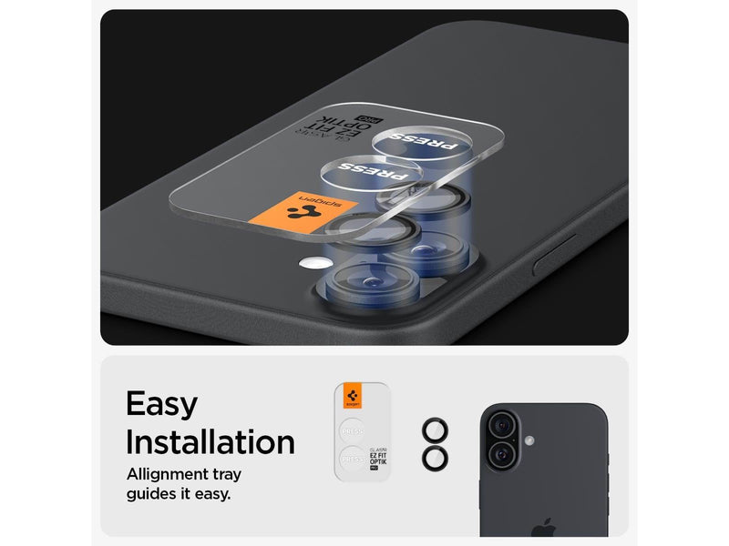 Spigen Glass tR EZ Fit Optik Pro 2 Pack - Black - iPhone 16/16 Plus