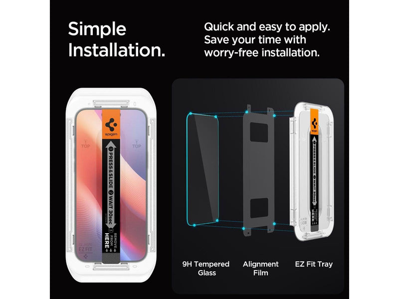 Spigen Glass tR EZ Fit (Privacy) 2 Pack - Transparency - iPhone 16 Pro Max