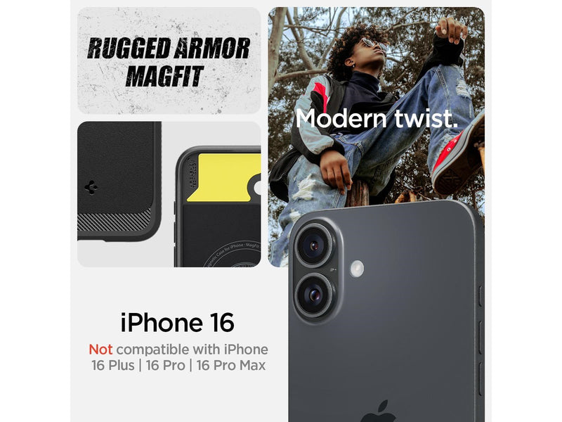 Spigen Rugged Armor MagSafe - Matte Black - iPhone 16