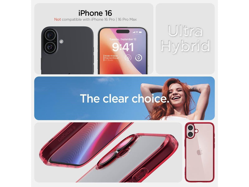Spigen Ultra Hybrid - Red Crystal - iPhone 16