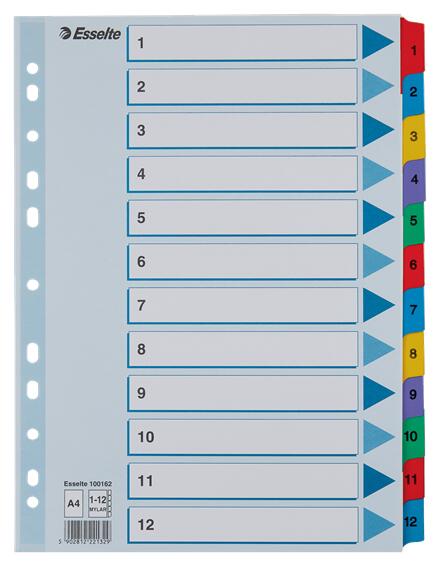 Esselte Ordnerregister Vollformat 1-12 farbig