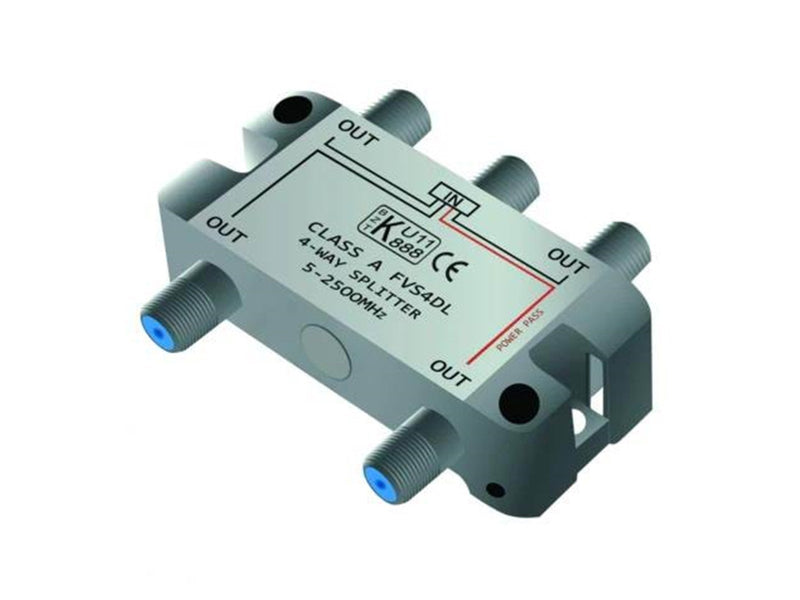 Qnect Antenna TV-splitter F-connector ClassA 1-in/4-out