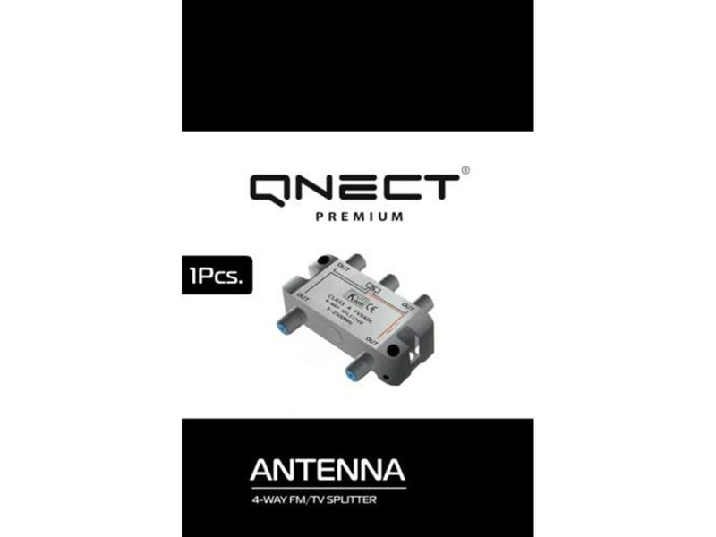 Qnect Antenna TV-splitter F-connector ClassA 1-in/4-out