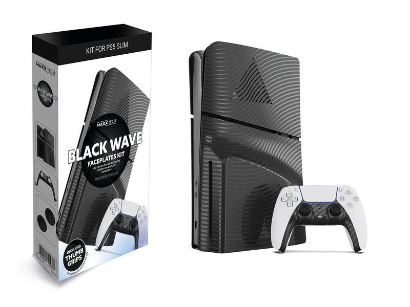 MAXX TECH Slim Faceplates + Controller Faceplates - Black Wave - Miscellaneous Deckung - Sony PlayStation 5