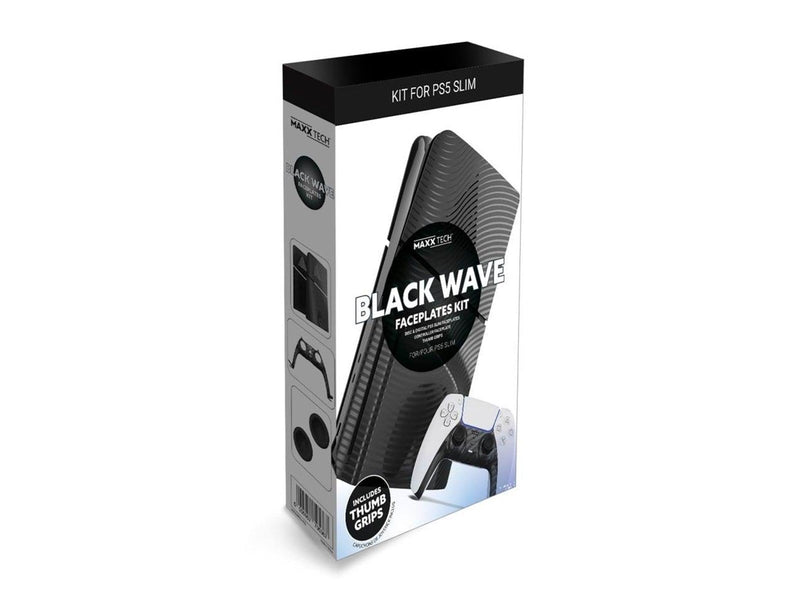 MAXX TECH Slim Faceplates + Controller Faceplates - Black Wave - Miscellaneous Deckung - Sony PlayStation 5