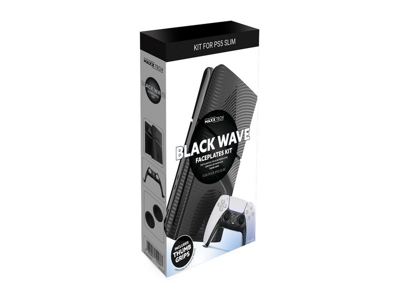 MAXX TECH Slim Faceplates + Controller Faceplates - Black Wave - Miscellaneous Deckung - Sony PlayStation 5