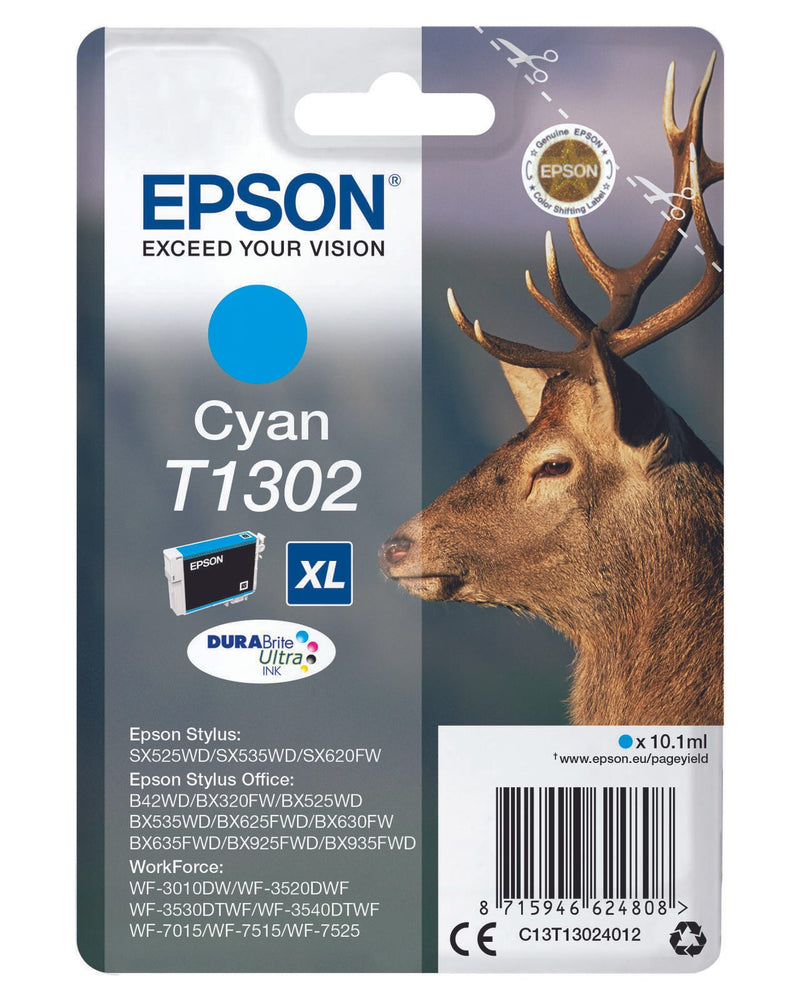 Epson Original T1302 Hirsch Druckerpatrone cyan 765 Seiten 10,1 ml (C13T13024012)