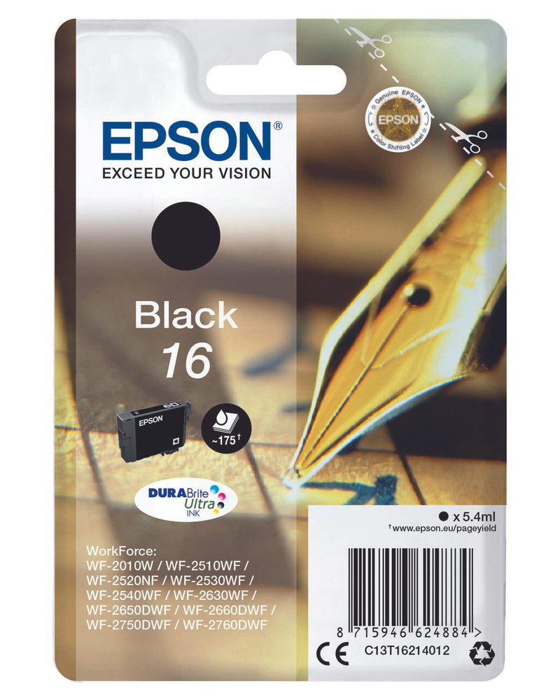 Epson Original 16 Füller Druckerpatrone - schwarz (C13T16214012)