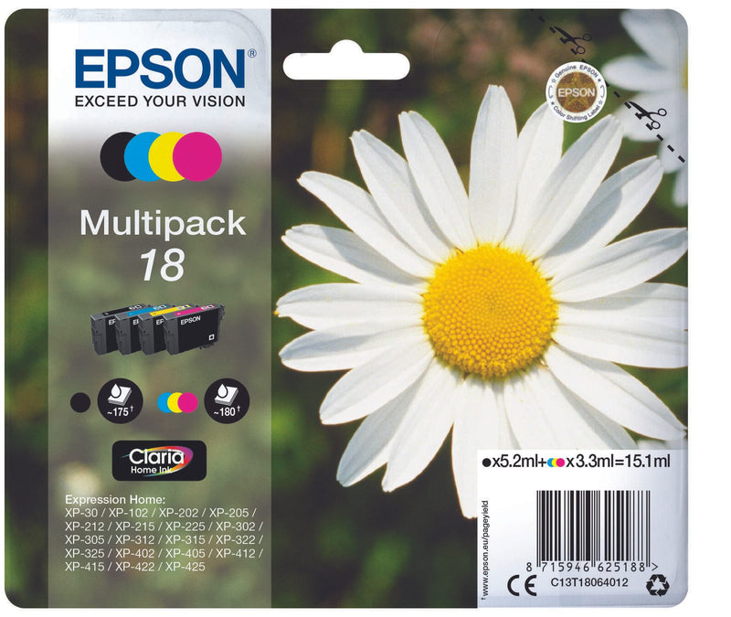 Epson Original 18 Gänseblümchen Druckerpatronen - 4er Multipack (C13T18064012)