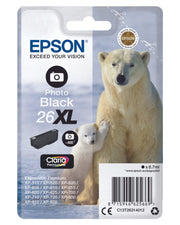 Epson Original 26XL Eisbär Druckerpatrone schwarz hell 400 Seiten 8,7ml (C13T26314012)