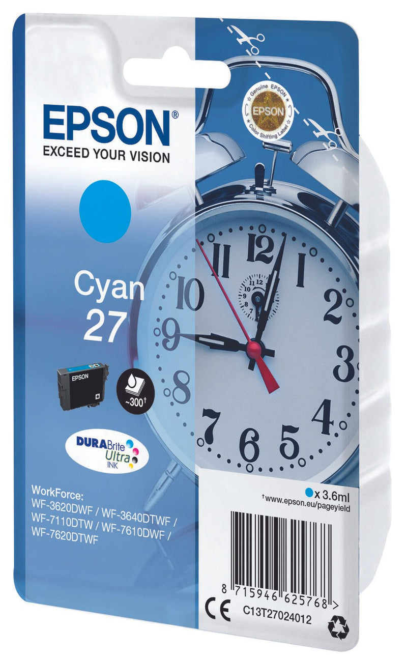 Epson Original 27 Wecker Druckerpatrone - cyan (C13T27024012)