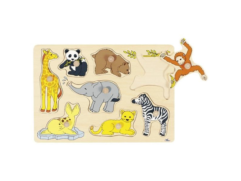 Goki Wooden Stud Puzzle Wild Young Animals 8 pcs. Holz
