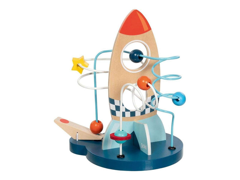Goki Wooden Locomotion Spiral Rocket with Catapult