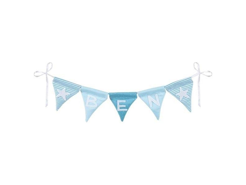Goki Fabric Bunting Make Blue with 10 Flags and Alphabet Characters