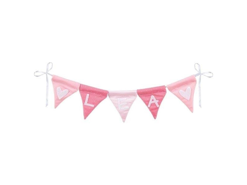Goki Fabric Bunting Make Pink with 10 Flags and Alphabet Characters