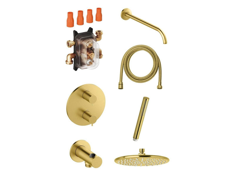 Damixa Silhouet HS1 complete installation for shower brushed brass