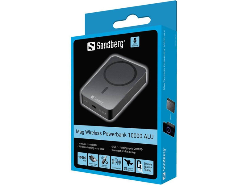 Sandberg Mag Wireless Powerbank 10000 mAh Powerbank (Akku) - Grau - 10000 mAh