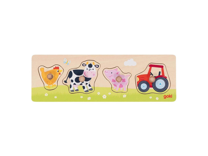 Goki Wooden Stud Puzzle On the Farm 4 pcs. Holz