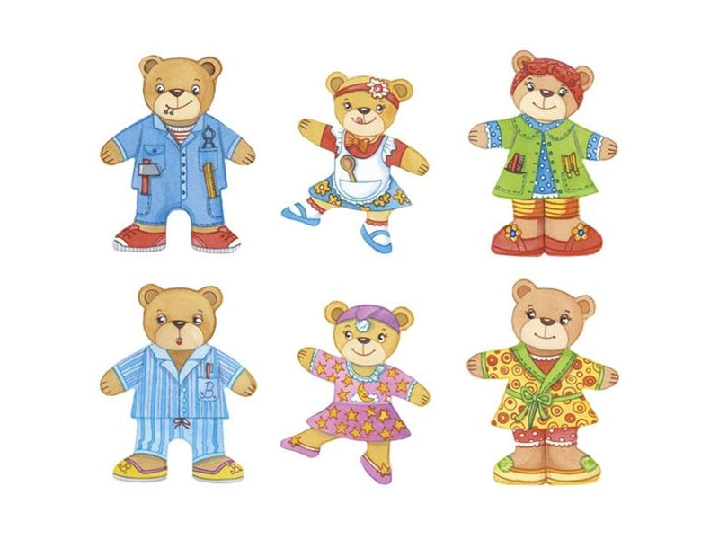 Goki Wooden Dress Up Puzzle Bears in Wooden Box 36 pcs. Holz