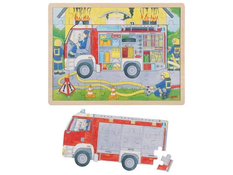 Goki Wooden Layer Puzzle Fire Department at Work 60 pcs. Holz