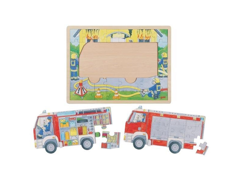 Goki Wooden Layer Puzzle Fire Department at Work 60 pcs. Holz