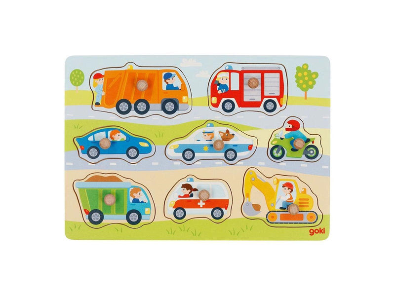 Goki Wooden Stud Puzzle Vehicles 7 pcs. Holz