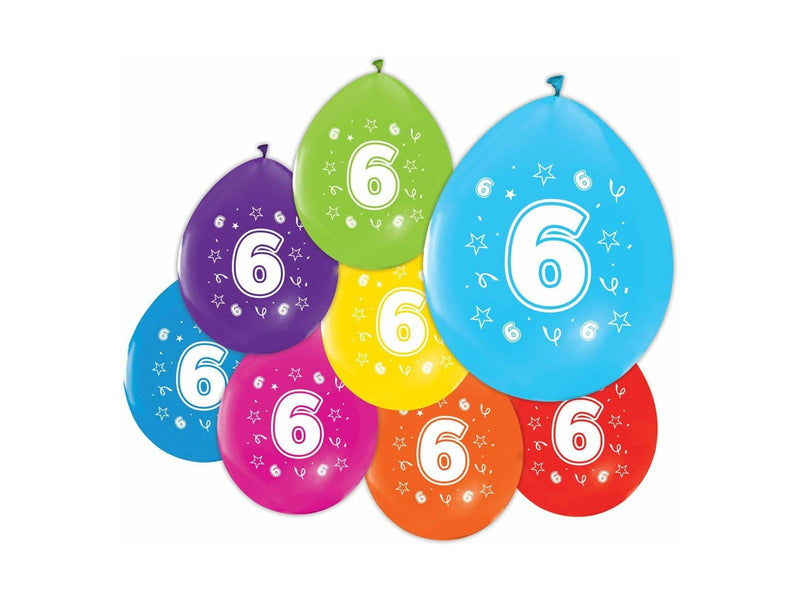 Globos Balloons 2-sided Printed Number 6 8 pcs.
