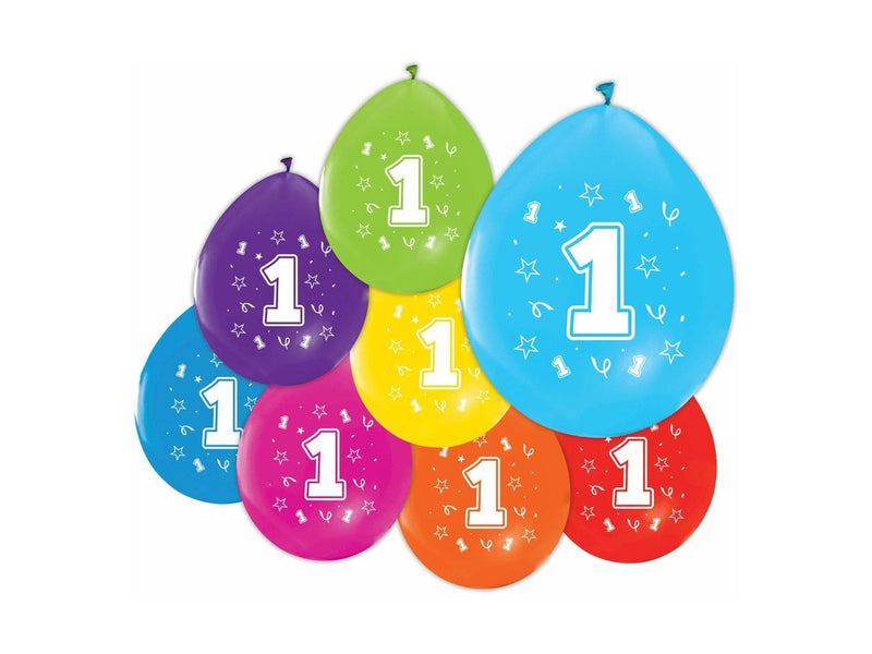 Globos Balloons 2-sided Printed Number 1 8 pcs.