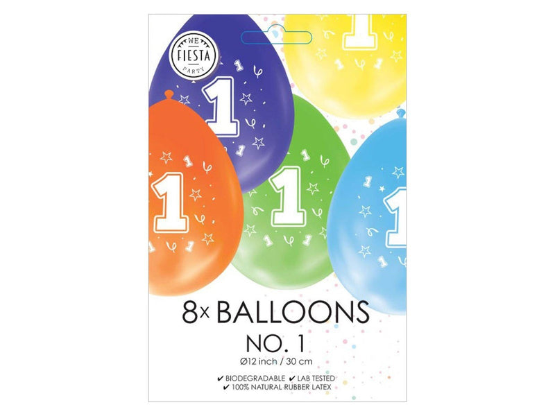 Globos Balloons 2-sided Printed Number 1 8 pcs.
