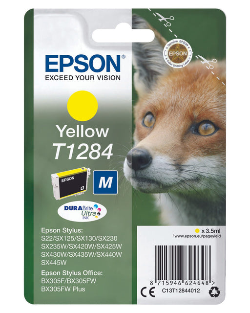Epson Original T1284 Fuchs Druckerpatrone gelb 3,5ml (C13T12844012)