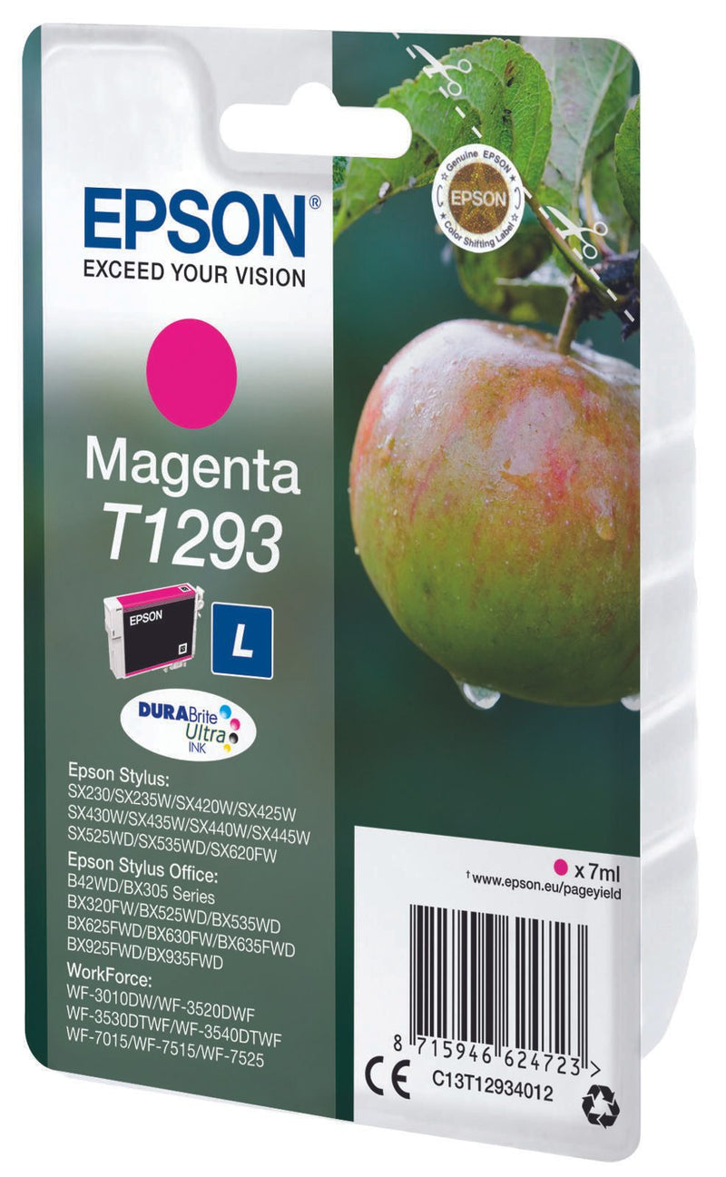 Epson Original T1293 Apfel Druckerpatrone magenta 378 Seiten 7ml (C13T12934012)