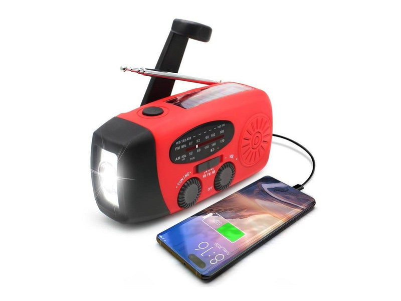 Pro Emergency radio - Hand Crank - Solar cells - 2000mAh Powerbank - SOS Light - AM/FM