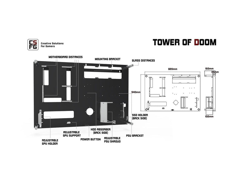 CSFG Tower of Doom - Gehäuse - Wall mount - Weiß