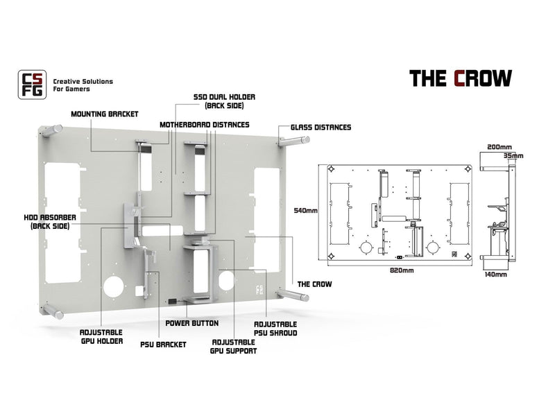 CSFG The Crow - Gehäuse - Wall mount - Schwarz