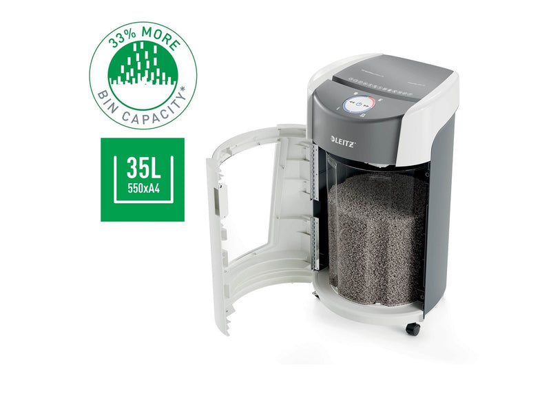 Leitz IQ OptiMax Office Mikroschnitt Aktenvernichter Sicherheitsstufe P5 35 L - Weiß